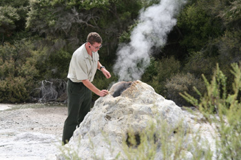Throwing the soap in the geyser