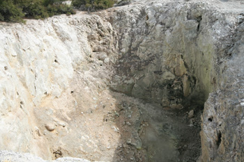 Holes near a collpased crater in Wai-O-Tapu