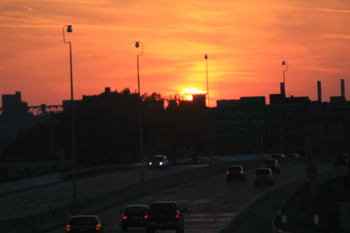 Sunset over a hectic sity