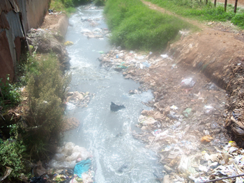 Drinkable stream in a slum from Nairobi, Kenya