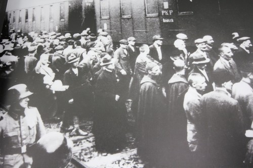 Jews being gathered in cattle wagons