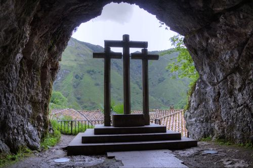 The three crosses in Covadonga, Spain