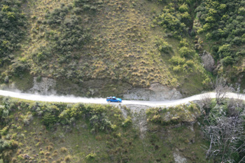 Small narrow rocky pass in New Zealand